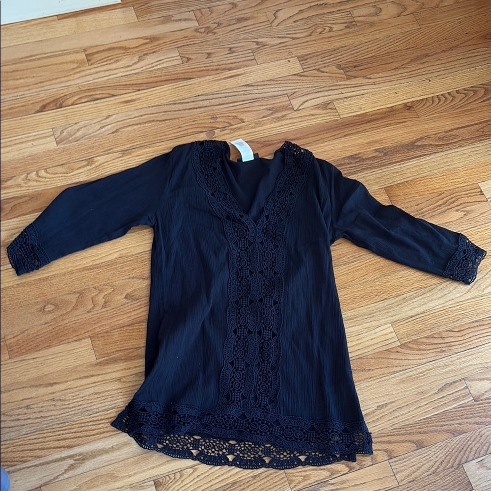 La Blanca Black Crochet Swim Coverup